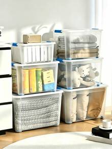 86L Large-Capacity Storage Boxes With Wheels, Stackable Design, Sturdy And Durable, Space-Saving, With Safety Latch Lids, Available In Multiple Sizes, Suitable For Home, Storage Rooms, Offices, Garages , Transparent Tool Storage Boxes - Multiple Specifications - View 7