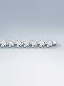 Luxury Moissanite Tennis Bracelet 925 Sterling Silver Secure Clasp Design Sparkling Bracelet Wedding Birthday Gift For Women - Silver - View 6