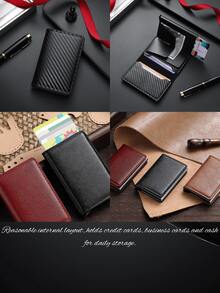 時尚商務男士錢包卡夾，鋁合金自動彈出卡槽 RFID 防消磁 PU 皮革卡包，6 色可選，適合日常通勤，生日、聖誕、萬聖節、感恩節禮物，實用高級便攜 - A - 查看 6