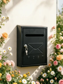 Thickened Metal Mailbox, Waterproof And Rust‑Proof For Outdoor Use, Wall‑Mounted For Easy Installation, Stores Letters And Newspapers, Available In Black And White To Match Courtyard Home Decor - A - View 3