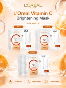 L’Oreal Paris L'Oreal 維生素C面膜 (3片/5片/10片)，抗老、淡化黑斑、減少皺紋、提亮膚色、保濕、清爽凝膠質地、不黏膩，適合所有膚質 - 維生素 C - 查看 4