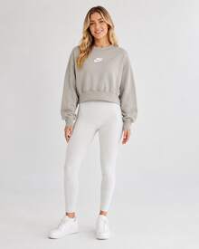Nike Sportswear Club Fleece Boxy 圓領短版套頭衛衣 淺灰色休閒款 女款 - 灰色 - 查看 3