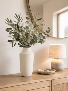 1pc Cream Flower Vase, Neutral Textured Vase For Fresh Or Dried Flowers, Modern Boho Farmhouse Decor, Minimalist Tabletop Centerpiece For Living Room, Bedroom, Entryway, Dining Table, Shelf, Mantel And Wedding Home Decor - Multiple Styles - View 4