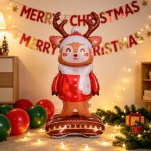 1pc 150cm Christmas Standing Scarf Reindeer Shaped Balloon, Suitable For Christmas Family Gathering, Yard, Window Display, Holiday Party Atmosphere Decoration Prop - View 2