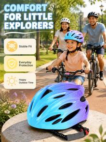 1pc Children's Multi-Function Bicycle Helmet, Lightweight & Breathable, Adjustable Strap, Removable Padding, Suitable For Skateboard And Scooter, Holiday Gift - Multicolor - View 6
