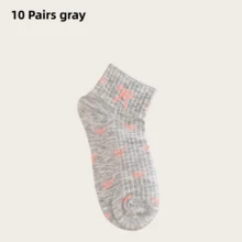 5 Pairs Women's Cute Bow & Floral Short Socks, Ins Style, Preppy, Comfortable, Soft & Sweat-Absorbent - Multicolor - View 9