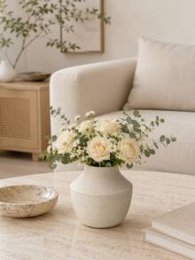 1pc Cream Flower Vase, Neutral Textured Vase For Fresh Or Dried Flowers, Modern Boho Farmhouse Decor, Minimalist Tabletop Centerpiece For Living Room, Bedroom, Entryway, Dining Table, Shelf, Mantel And Wedding Home Decor - Multiple Styles - View 2
