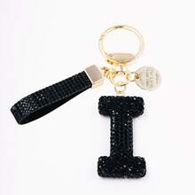1pc Shiny Black Crystal Letter Bag Charm/Llavero, Glitter Alphabet Keychain For Handbag Daily Use, Gift Labor Day Halloween Thanksgiving Christmas - Black - View 31