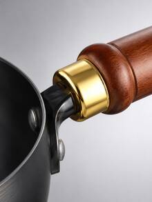 1pc Black Non-Stick Deep Frying Pan With Heat-Resistant Wooden Handle, Induction Gas Electric Halogen Compatible Skillet Wok, Professional Kitchen Cookware For Sautéing Stir-Frying Eggs Pancakes, Even Heat Distribution, Easy To Clean - View 7