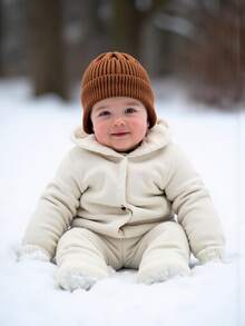 1pc Children's Ear-Protective Ribbed Knit Beanie, Soft Elastic Warm Winter Hat, Suitable For Toddler Boys And Girls Daily Outdoor Wear - Multicolor - View 5