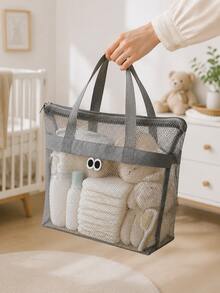 Baby Mesh Storage Bag Portable Parenting Organizer Tote Transparent Mesh Design Large Capacity Baby Supplies Storage Basket - Storage Bag - View 2