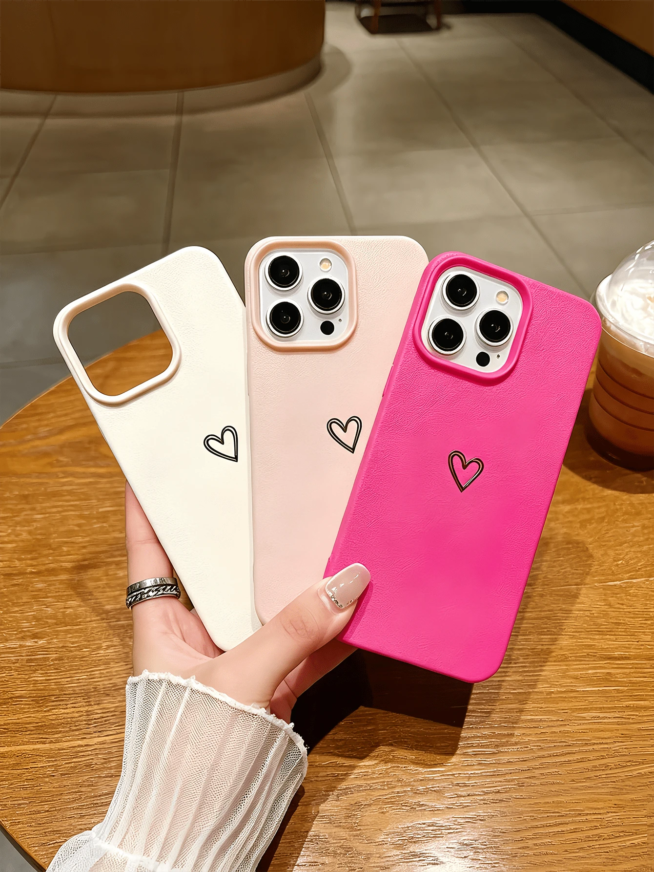 3件組多色愛心圖案極簡全包覆TPU防震個性化手機殼,適用於Apple 18 17 16 15 14 13 12 11 Pro Max 保護殼 Air - 彩色 - 查看 1