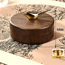 3/2/1pc/Set Walnut Color Windproof Ashtray With Bird-Shaped Lid, Detachable Rust-Proof Stainless Steel Inner Liner, Creative Nordic Style Living Room Office Coffee Table Decor Ashtray, Elegant Home Smoking Accessory, Perfect Christmas Gift - Golden - View 8