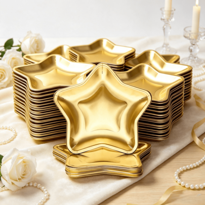 20pcs/10pcs/5pcs/7inch Creative Star Plates, Multi-Piece Set Suitable For Birthday Party, Cake And Snack Service, Holiday Gathering And Photo Props