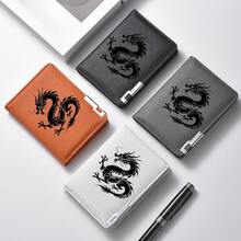 Men Chinese Dragon Print Bi‑Fold Wallet, PU Leather Multi‑Card Slots Short Purse, Slim Portable Cash Card Holder For Daily Use - Multicolor - View 2