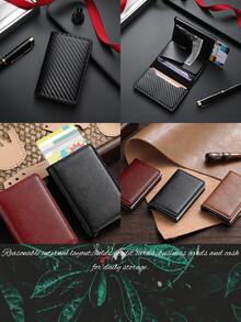 2pcs/3pcs/Set Carbon Fiber Automatic Pop-Up Card Holder Men's RFID Anti-Theft Demagnetization Card Wallet Business Commute Pocket Storage Halloween Christmas Father's Day Birthday Gift Item 1pc, Card Holder Is Main Product, Gift Bag Is Accessory - A - View 8