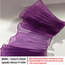 2 Yards Mermaid Iridescent Yarn Gradient Ruffle Three-Dimensional Pleated Large Lace Organza Fabric Decorative Accessories Fabric - Purple - View 7