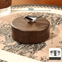 3/2/1pc/Set Walnut Color Windproof Ashtray With Bird-Shaped Lid, Detachable Rust-Proof Stainless Steel Inner Liner, Creative Nordic Style Living Room Office Coffee Table Decor Ashtray, Elegant Home Smoking Accessory, Perfect Christmas Gift - Golden - View 7