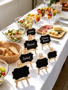 1pc/6pcs/12pcs Mini Wooden Blackboard With Easel, Erasable Desktop Chalkboard, Wedding Table Number Seat Card, Christmas Thanksgiving Party Tabletop Decor Sign - Blackboard With Stand - View 5