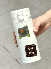 50pcs Vintage American Style Faux Embroidery Graffiti Stickers, Including Leopard Print, Stars, Cats, Dogs And Animal Elements, Suitable For Desktop, Water Bottle, Pen Holder, Scrapbook, Storage Box, Skateboard, Helmet And More, Personalized Decorative Stickers For Birthday Party Gifts - Multicolor - View 4
