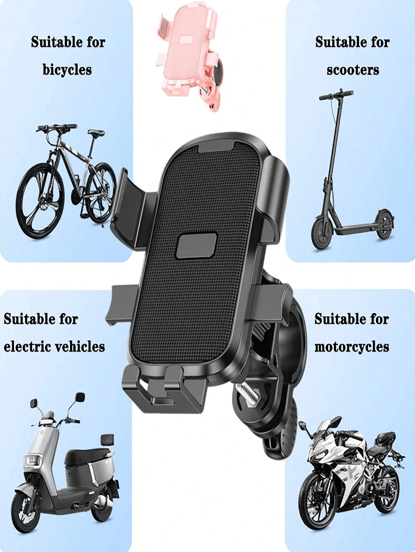Giá đỡ điện thoại đa năng cho tay lái xe máy, giá treo điều hướng xe đạp, kẹp điện thoại vạn năng xoay tự do 720°, giá đỡ móc, chống rung chống lắc, dễ lắp đặt, truy cập tiện lợi, khóa một chạm, phù hợp cho xe máy/xe đạp điện/xe đạp/xe scooter, giá đỡ điện thoại có giá đỡ móc, quà tặng lý tưởng - Nhiều màu - Xem 1