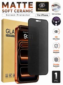CASECOPS 1Pack Ceramic Frosted Privacy Film, Full Coverage, Anti-Spy, Anti-Glare, Anti-Scratch, Anti-Fingerprint, Soft Matte Texture With A Silky Smooth Touch, Compatible With IPhone 18 Pro Max/18 Pro/17 Pro Max/17 Pro/16 Pro Max/16 Pro/16/15 Pro Max/14 Pro Max/13/12/11 Series, Compatible With Phone Cases - 1 Pack - View 1