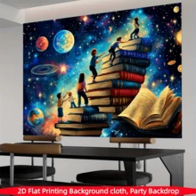 1pc Climbing Dream Theme Banner, Vibrant Space Theme With Astronaut And Planet Patterns, Polyester Material, 2D Flat Design, Suitable For Family Gatherings - A - View 7