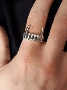 1pc Fashion Personalized Vampire Teeth Tail Ring - Silver - View 3