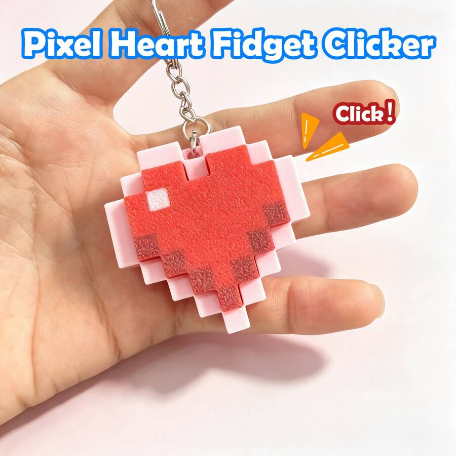 1pc Pixel Heart-Shaped Stress Relief Click Toy, Multi-Color Heart-Shaped Pressure Relief Toy, Office Hand Stress Relief Fingertip Toy, Perfect Gift For Valentine's Day, Birthday, Christmas, Mother's Day And Graduation, Party Favor And Collectible Toy Gift