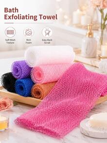 1pc African Mesh Long Bath Sponge, Unisex, Can Be Used For Body Exfoliation, Body Scrubbing, Back Scrubbing, Makes Skin Smooth, Stretchable Up To 66 Inches, African Net Sponge, Bath Accessories, Back Scrubber, Body Scrub Exfoliating - Multicolor - View 4