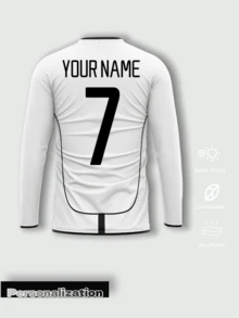 客製化 England Home 2002 極簡復古長袖運動球衣，純白底色搭配大膽紅色垂直條紋，正反面均可客製內容，可自由更改球員姓名、球衣號碼、客製隊伍 Logo，柔軟面料，適合足球、籃球、排球比賽、隊伍訓練與日常穿著，滿足隊伍全套個性化服裝需求，2026 足球計畫 - 白色 - 查看 3