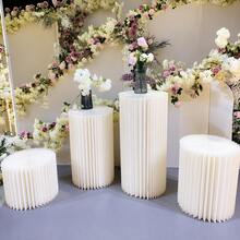 1pc/Set Ivory Cardboard Base, Foldable Cardboard Roman Column, Floor Display Column, DIY Base Box With Round Top Shelf, Suitable For Birthday, Floral, Gift, Wedding Decoration, Home, Room, Graduation, Party, Bachelor Party - Multicolor - View 13