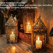 High-End Moroccan Style Metal Lantern Set, Hollow Projection Iron Candle Holder, Suitable For Halloween, Valentine's Day, Thanksgiving And Christmas Holiday Tabletop Decor, Home Kitchen Decoration - Child-Friendly, Easy Installation - A - View 4