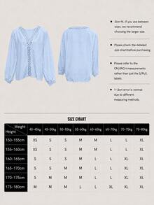 Autumn Back To School Solid Color Popular Long Sleeve Lace Blouse Christmas - Blue - View 5