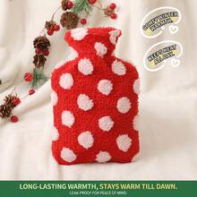 1pc Christmas Hot Water Bottle, Holiday Snowflake Striped Plush Cover Warm Water Bag, Thickened Explosion-Proof Leak-Proof Fillable Heating Bag, Portable Hand & Belly Warmer For Home Use In Autumn/Winter - Christmas Hot Water Bottle - View 4