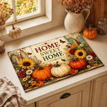 Alfombrilla Absorbente con Estampado Floral & Calabaza de Otoño / Alfombrilla de Secado / Alfombrilla de Secado para Máquina de Café & Platos - Protector de Superficie de Poliéster Absorbente con Respaldo de Goma Antideslizante, Decoración de Encimera de Cocina - Mantel Individual para Bar en Casa & Mesa de Comedor - Multicolor - Ver 2