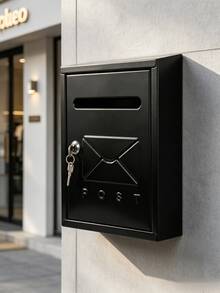 Thickened Metal Mailbox, Waterproof And Rust‑Proof For Outdoor Use, Wall‑Mounted For Easy Installation, Stores Letters And Newspapers, Available In Black And White To Match Courtyard Home Decor - A - View 6