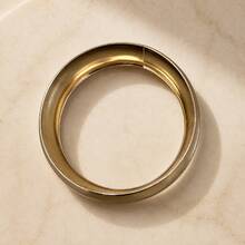 1pc Fashion Elegant Minimalist Exquisite Elegant Polished Plain Bangle Bracelet Suitable For Women's Daily Commute, Party, Gathering Wear, Holiday Gift - Gold - View 3