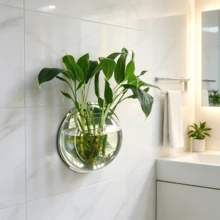 Wall-Mounted Transparent Acrylic Hydroponic Vase Fish Tank Plant Pot, Decorative Wall Hanging Ornament, Suitable For Living Room, Bedroom, Bathroom, Office - Fully Transparent Design + Landscaping Gifts - View 8