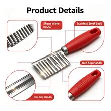 2-In-1 Wavy Potato Slicer Set, Stainless Steel Wavy Slicer Knife + Manual Press Wavy French Fry Slicer, Multi-Function Wavy Vegetable Slicer Tool, Suitable For Potatoes, Carrots, Cucumbers, Can Make Wavy Potato Chips, Wavy French Fries And Decorative Salad Slices - Multicolor - View 10