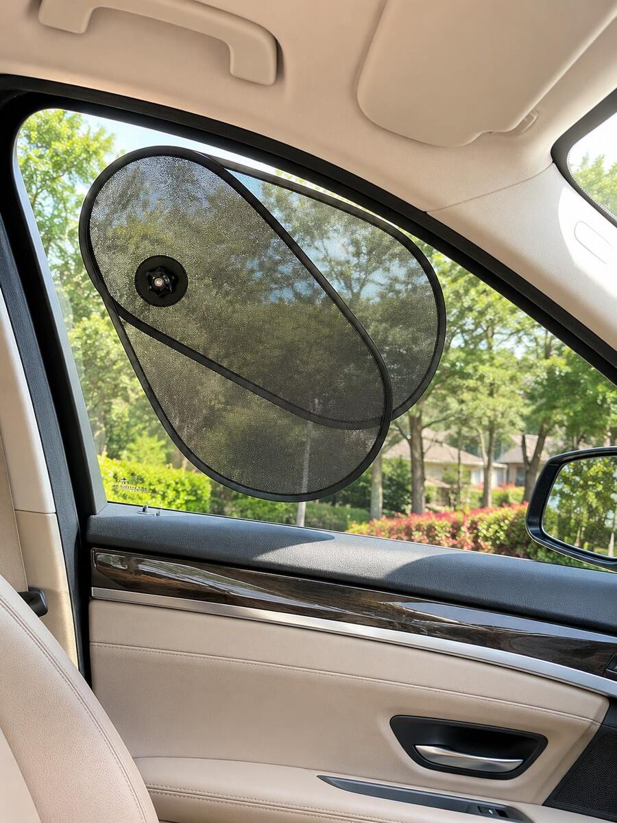 Universal Adjustable Car Side Window Sunshade, 180° Rotatable & Foldable Polyester Mesh Car Window Shade With Suction Cups, UV Protection & Heat Insulation, Clear View Side Window Cover, Summer Car Interior Accessory - A - View 1