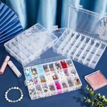 24-Grid Transparent Plastic Storage Box With Secure Lid - Plastic Storage Box With Adjustable Dividers, Multi-Functional Jewelry, Beads, Craft Materials And Small Tools Organizer - Compact Design, Easy Classification And Storage, Jewelry - Multiple Styles - View 3