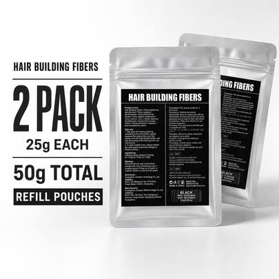 Hair Thickening Fiber Powder Refill 2 Bags 25g*2 Total 50g Multi-Color Options Natural Hair Visual Filling Unisex Hair Filler Powder Waterproof Sweat-Resistant Long-Lasting Non-Fading