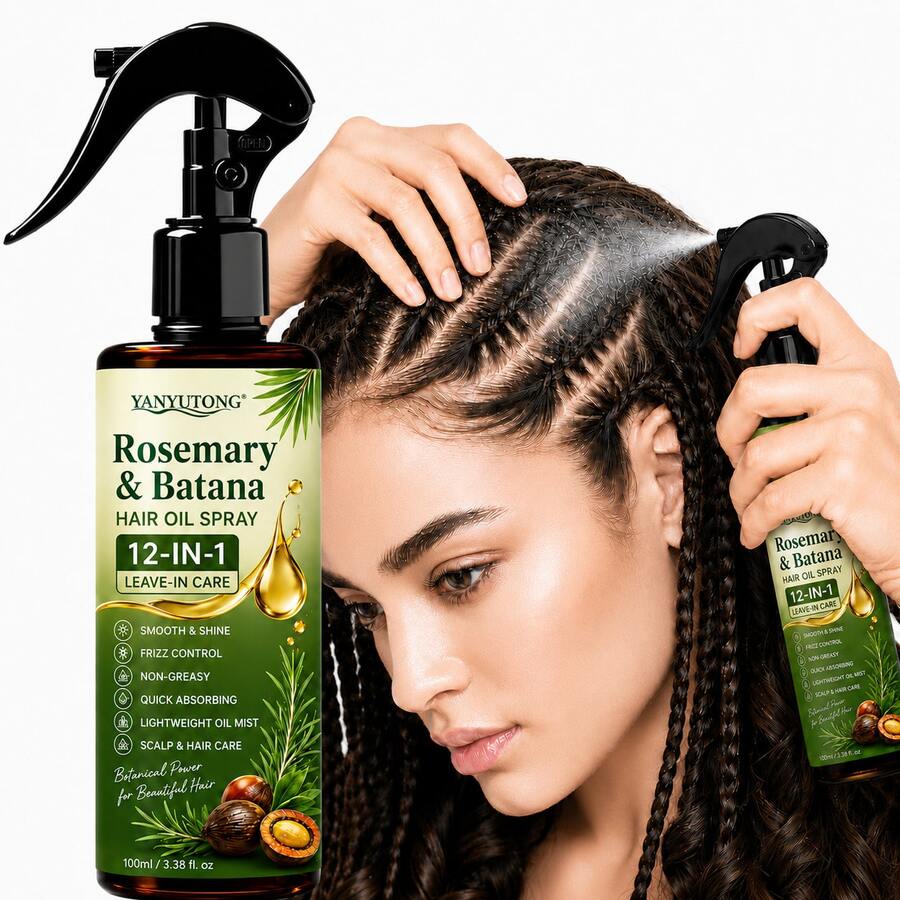 YANYUTONG 12 In 1 Batana And Rosemary Hair Care Essential Oil Spray Strengthens Hair, Deeply Moisturizes Hair, Smoothes Dry And Rough Hair, Prevents Bifurcation, And Improves Luster. Fluffy Control Solution, Preferred For Daily Hair Care Products - Oil Control - View 1