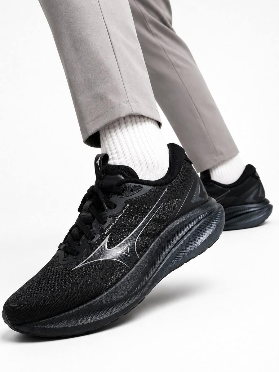 Mizuno Sepatu Lari Profesional ASTRO PLUS 2 Black Samurai Sepatu Lari Unisex Bernapas untuk Musim Panas - Hitam - View 1