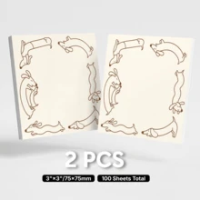 2 Packs 100 Sheets Cute Dog Sticky Notes 75x75mm 3x3in, Dachshund Puppy Border Self-Adhesive Memo Pads, Tear-Off Desktop Reminder Notes For Office School Planner Stationery - 75 X 75 mm - View 6