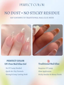 PERFECT COLOR Nail Glue For Press On Nails 6ml, UV Free Air Dry Nail Adhesive, Strong Hold Gel Nail Glue, Quick Dry False Nail Glue For DIY Manicure And Nail Tips Suitable For Fall And Halloween Manicure - Nail Glue - View 4