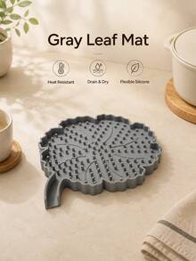 1PC/2PCS Leaf Shaped Silicone Trivet Mat, Heat Resistant Table Coaster, Multifunctional Drainage Pad, Non-Slip Pot Bowl Holder For Kitchen Dining Table Decor - View 6