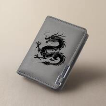 Men Chinese Dragon Print Bi‑Fold Wallet, PU Leather Multi‑Card Slots Short Purse, Slim Portable Cash Card Holder For Daily Use - Multicolor - View 4
