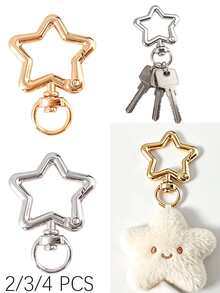2/3/4pcs Rotating Star Keychain Zinc Alloy Bag Hardware Spring Buckle Metal Ring Open Spring Loop, Perfect For DIY, Jewelry Metal Keychain Metal Shape Spring Buckle, Outdoor Metal Keychain Key Chain Bag Clip Hook Dog Chain Buckle Suitable For Phone Bag Keychain Hook Bag Clip, Handmade DIY Accessories, Halloween, Christmas - Multicolor - View 5
